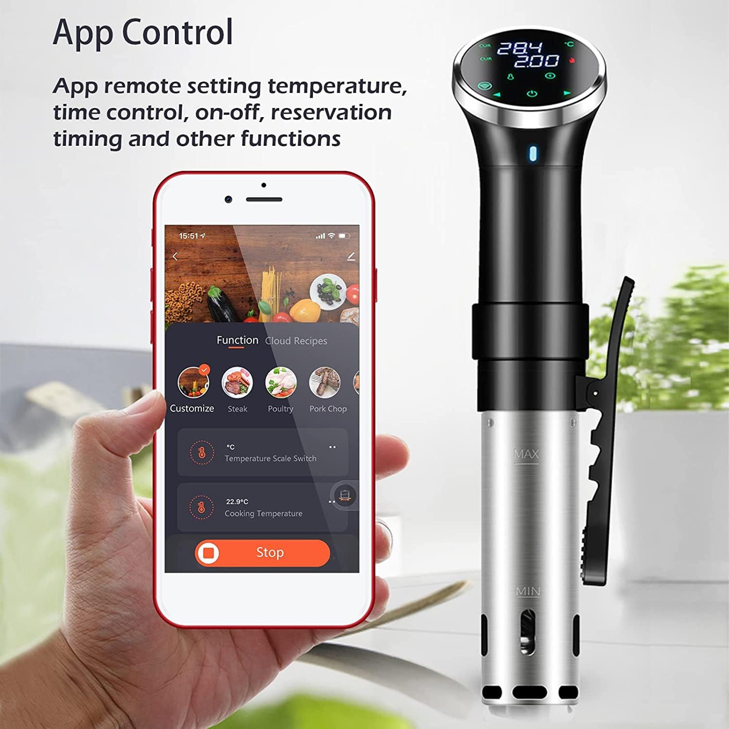 Máquina Sous Vide, Cocedor Precisión Sous Vide De 1100 W, Control Preciso Temperatura Y Tiempo, Circulación De Agua 23 L Y Calentamiento Rápido para Comidas Gourmet Sin Esfuerzo