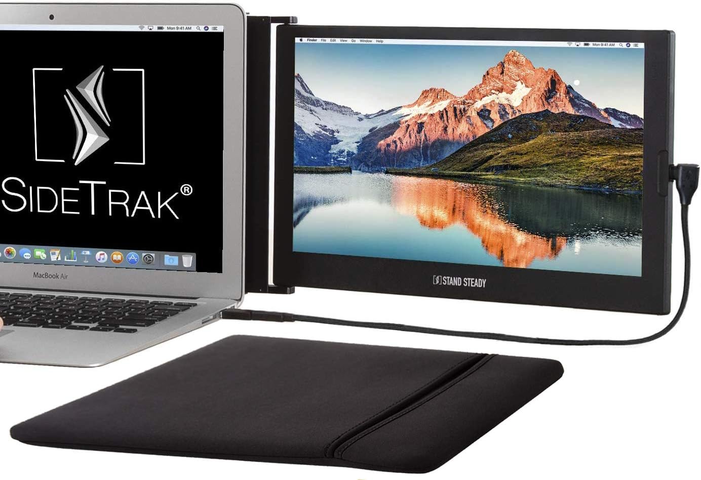 SideTrak Slide Portable Monitor 12.5" Screen with Carrying Case - Attaches to Your Laptop for Easy Travel - Efficient USB Power - Fits Mac and PC 13"-17" Laptops - Full HD IPS Display (Patent Pending)