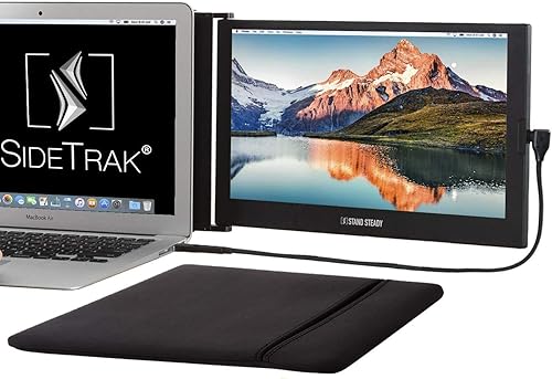 SideTrak Monitor portátil deslizante de 12.5 pulgadas con funda de transporte, se fija a tu laptop para un fácil viaje, alimentación USB eficiente,