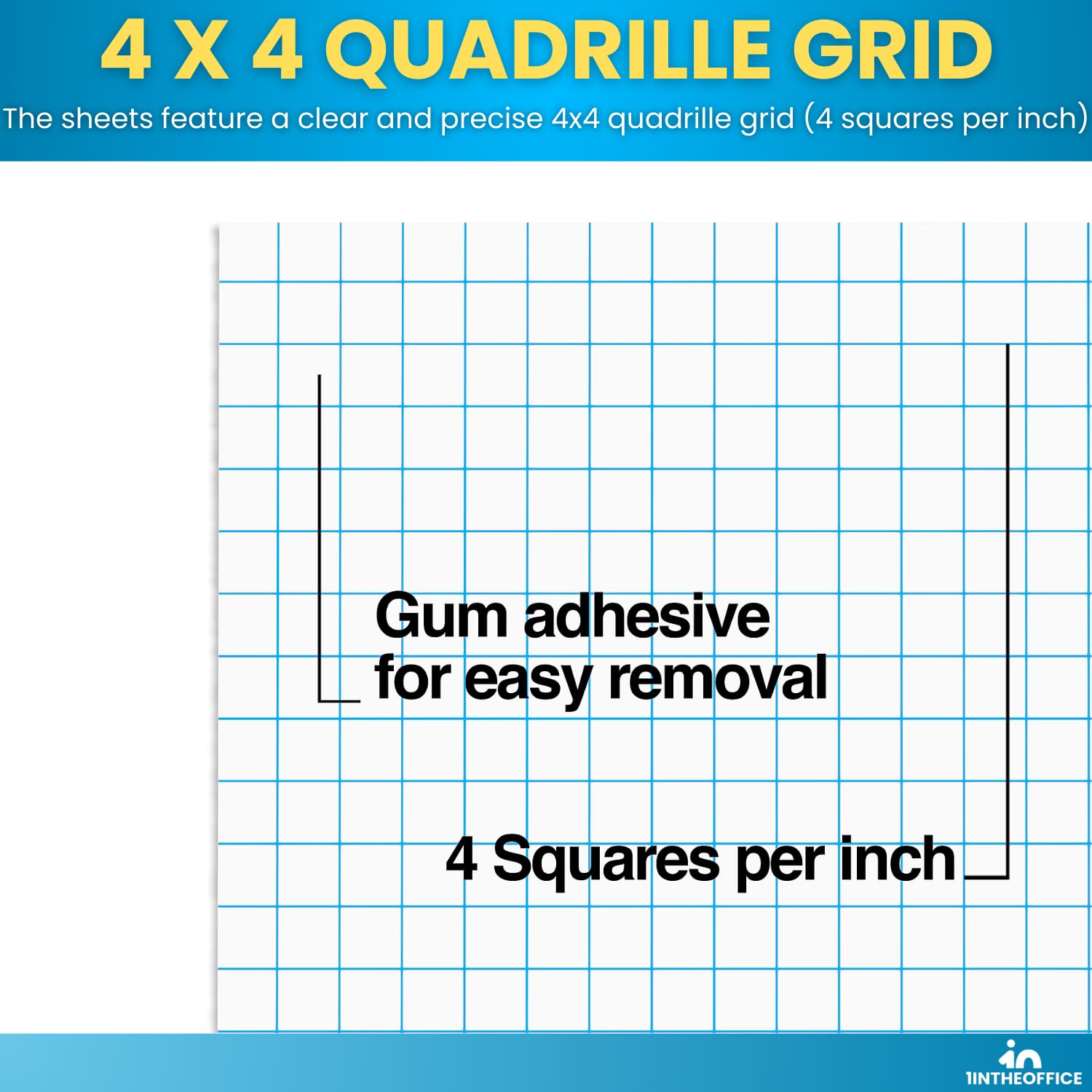 1InTheOffice Graph Pads, 21,6 x 27,9 cm, Quadrille Pad 8,5 x 11, 50 Blatt/Block, 6 Blöcke pro Packung