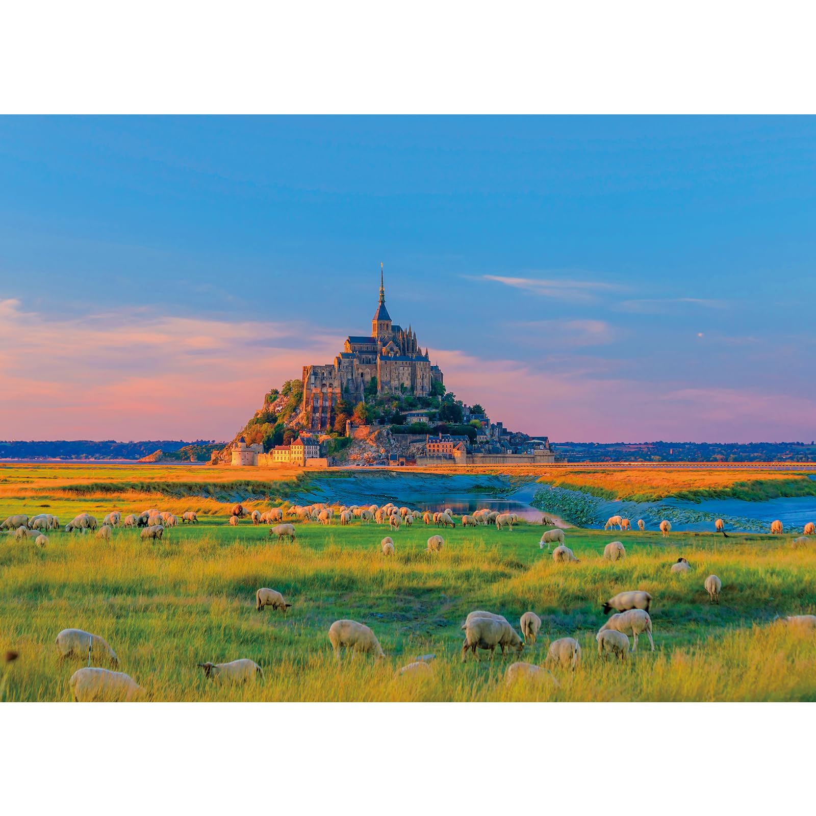 HUADADA 1000 Piece Jigsaw Puzzle Mont Saint Michel - Landscape Jigsaw Puzzle for Adults - 1000 Pieces for Puzzle Lovers