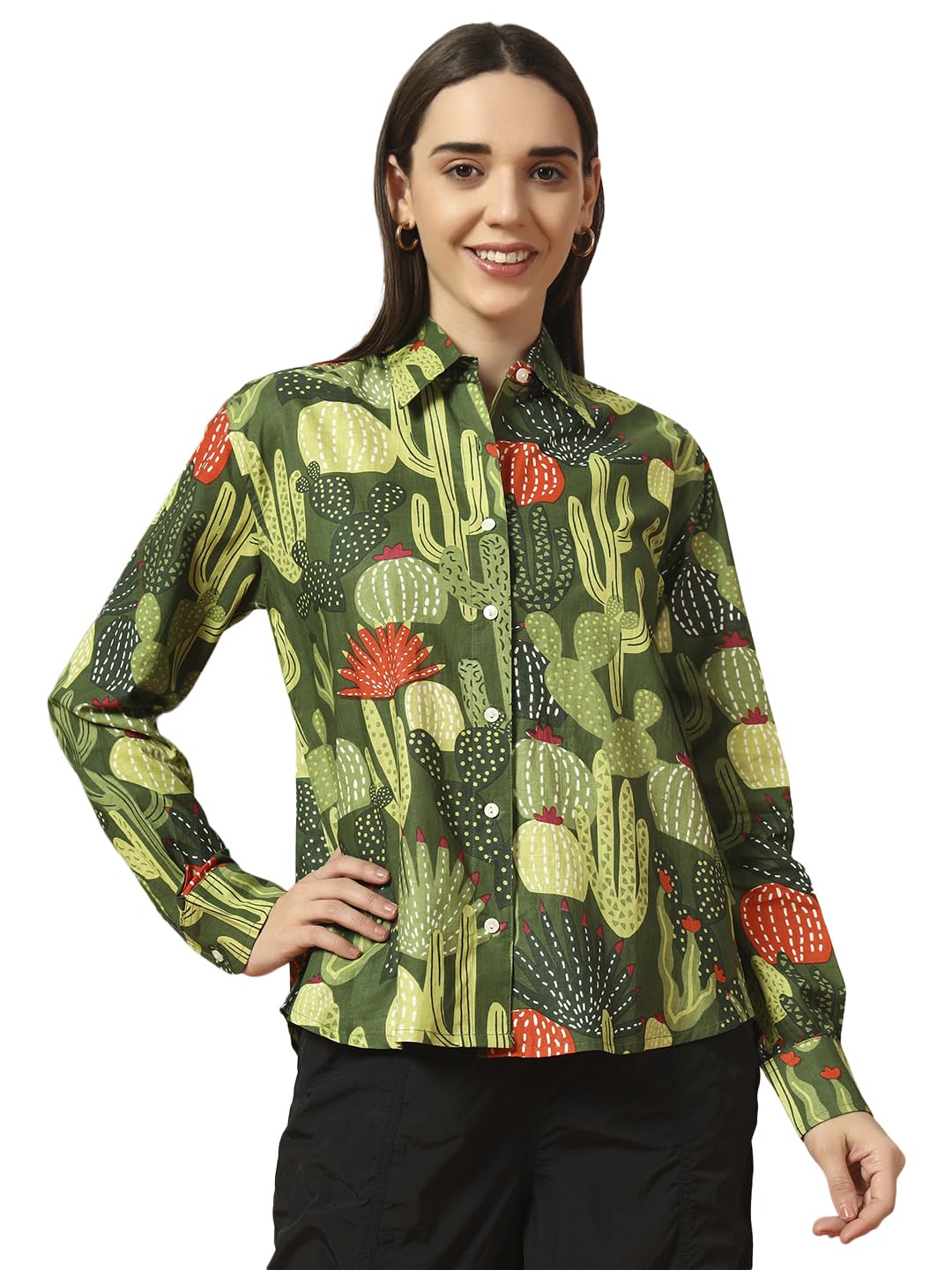 ravaiyaa - attitude is everything Ravaiyaa Women Printed Regular Fit Full Long Sleeves Spread Collar Neck Cotton Shirt-picture-46