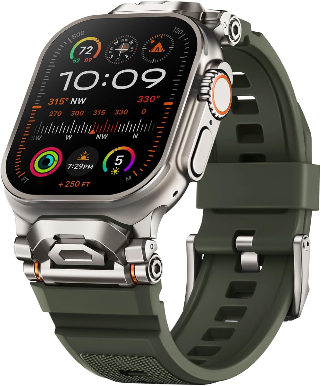 Rugged Bands Compatible for Apple Watch Ultra 3/Ultra 2/Ultra Band 49mm 46mm 45mm 44mm 42mm, Silicone Sport Strap with Durable Stainless Steel Connector for iWatch Series 11 10 9 8 7 6 5 4 3 SE Ultra