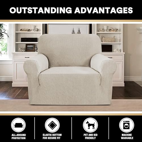 Miniatura 5 de Fundas elásticas para sillón de sala de estar, fundas protectoras para perros, mascotas y niños, patrón de cuadros de jacquard flexible, grueso y