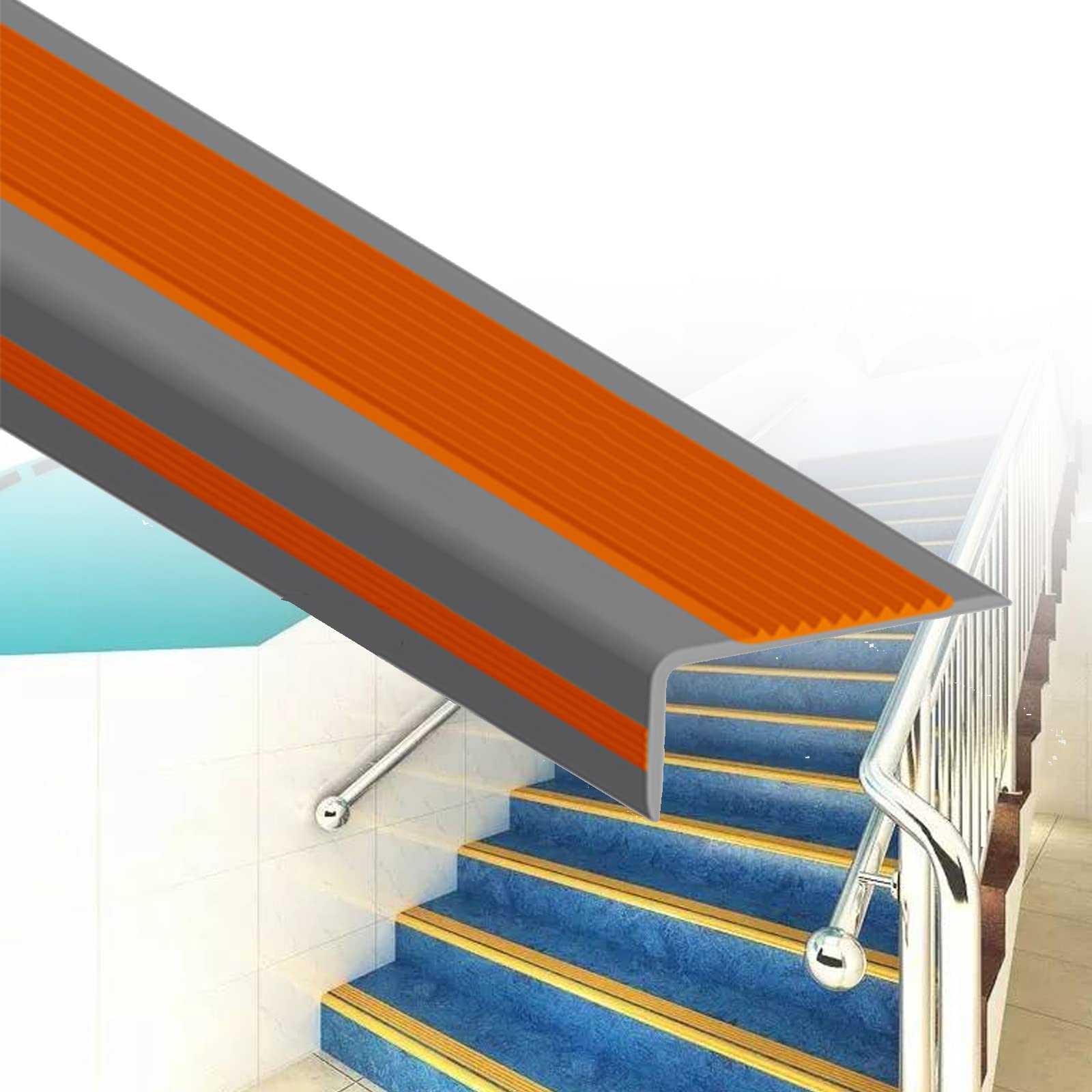 Tiras protectoras de bordes autoadhesivas de 600 cm, antideslizantes e impermeables, borde L-S, para uso en interiores y exteriores, protector de seguridad gris para mesas y esquinas