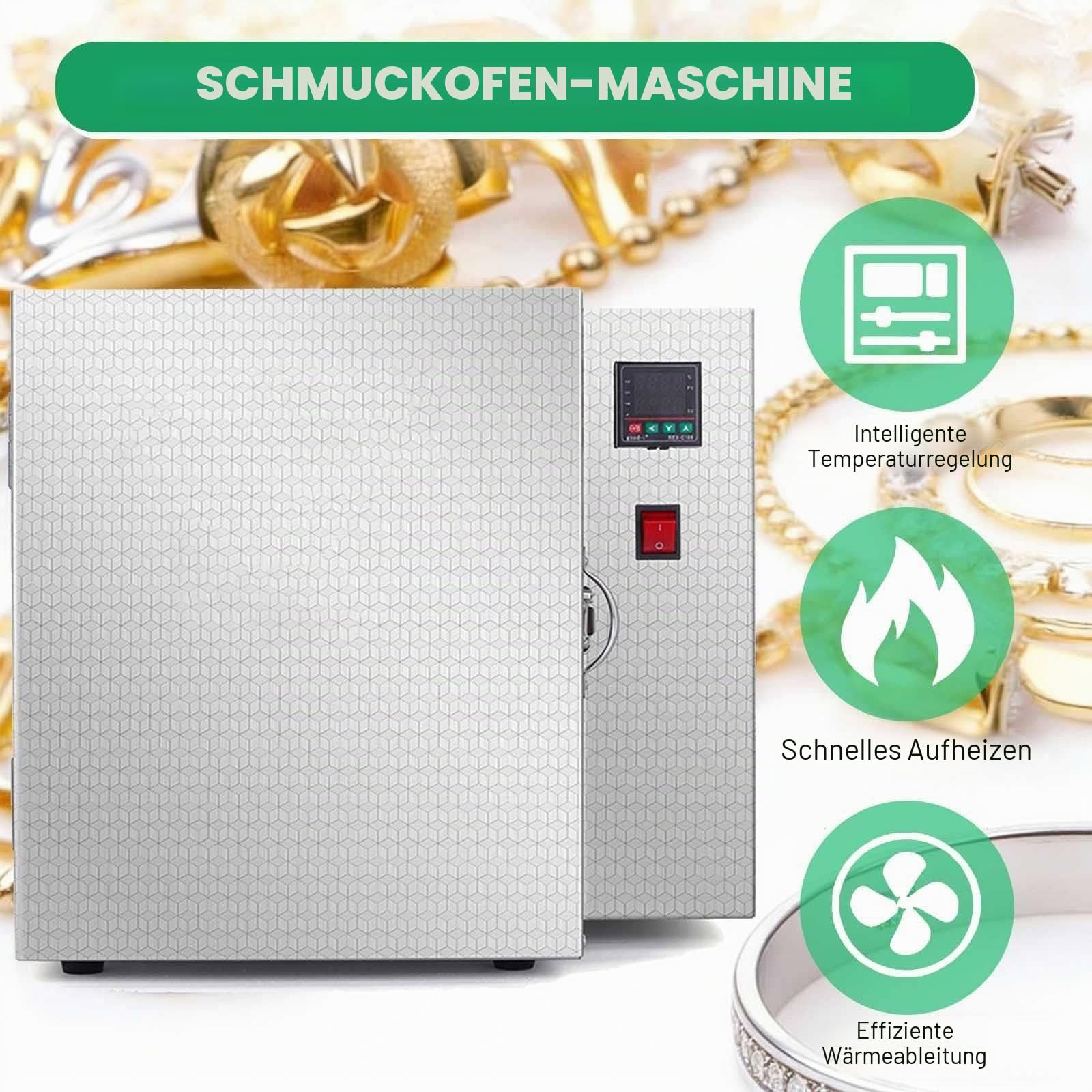 Elektrischer Brennofen für Keramik zu Hause, Digitaler PID-Regler mit ±1°C Genauigkeit, Mini-Brennofen für Schmuck, Metall-Ton, Keramik, Emailschmelzen, DIY-Bastelarbeiten (15x15x20cm)