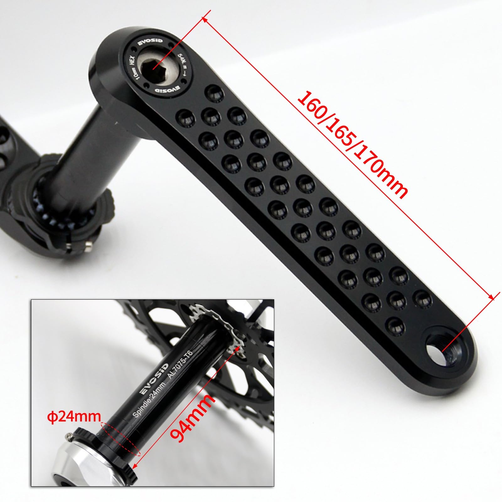 Guarnitura Bicicletta 160mm 165mm 170mm 175mm Lega di Alluminio Pedivelle 40T 42T 44T 46T 48T Una velocità Pignone
