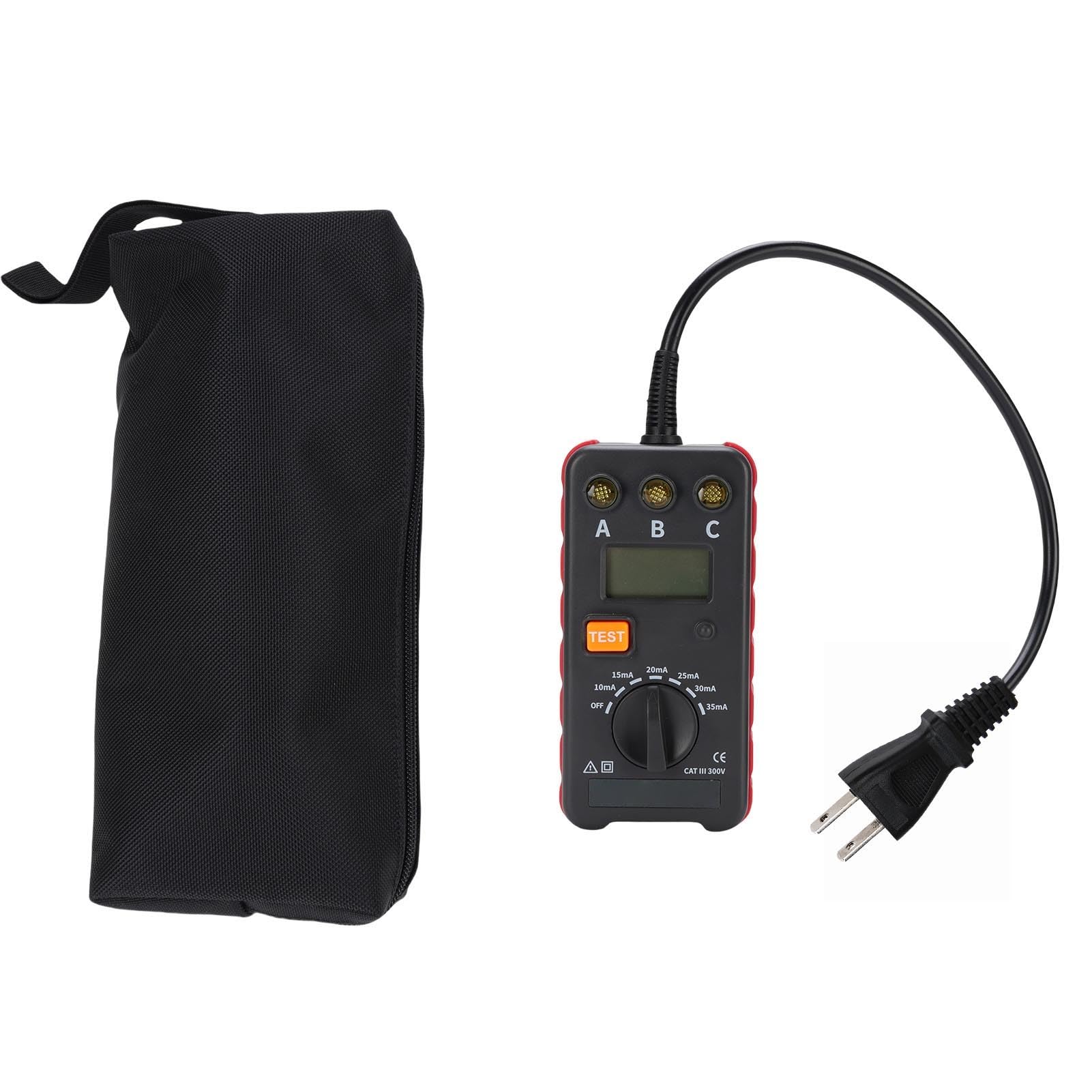 ETCR8610 Probador de Diferencial, Tester RCD, Medidor de Corriente de Fuga, Comprobador de Toma de Corriente, Probador Portátil para Electricistas (EU enchufe 100‑240V)