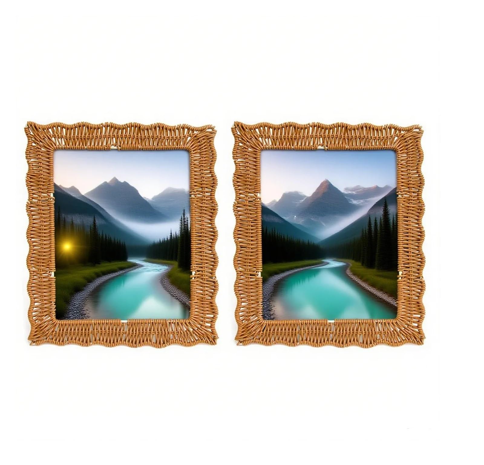 Rattan Picture Frame Home Decor Rustic Interiors Boho Rattan Frames Photo Display Lightweight Structure Artisan Craftsmanship