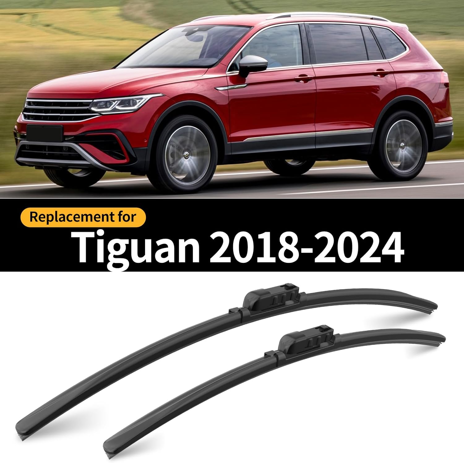Replacement for Volkswagen Tiguan 2018 2019 2020 2021 2022 2023 2024 Windshield Wiper Blades, 3 Pieces of Car Front and Rear Window Wiper Blades