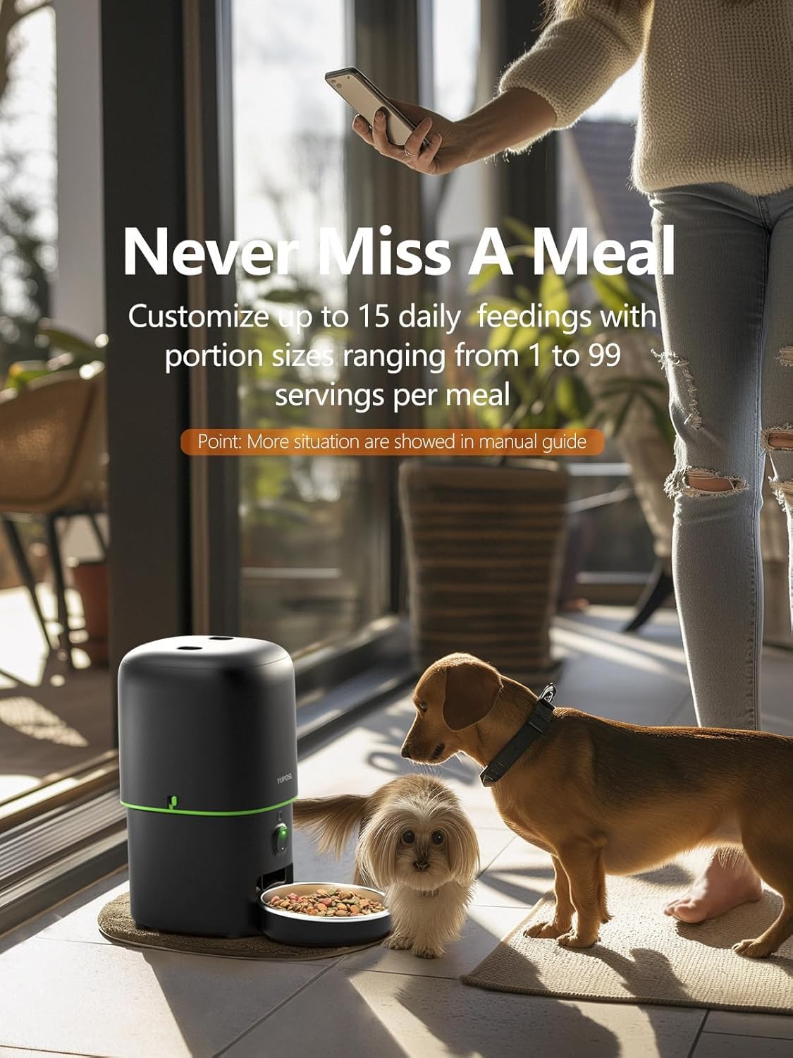 Automatic Cat Feeder with Camera - 5G WiFi Auto Cat Food Dispenser, 1080P HD Video with Night Vision, 1-15 Meals, 1-99 Portions, 2-Way Audio, Keeps Food Fresh, 4L Timed Pet Feeder Also for Dogs - image 2