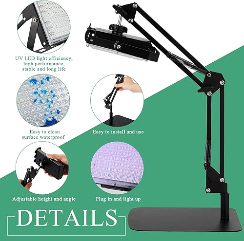 Miniatura 3 de Kit de unidad de exposición LED de 50 W, unidad de exposición de impresión de pantalla de luz UV con soporte ajustable retráctil para impresión de