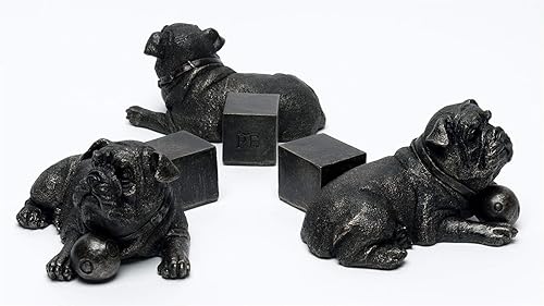 Miniatura 2 de Potty Feet Figuras de bulldog inglés en reposo para maceta, patas de soporte para maceta, adornos artísticos hechos a mano para patio, 3 piezas