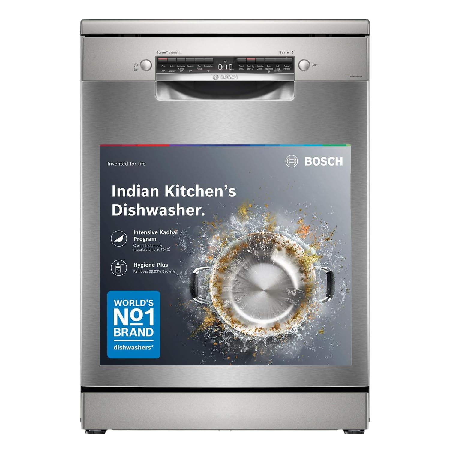 Bosch 15 Place Series-6 Settings free-standing Dishwasher 60 cm Brushed steel anti-fingerprint,with Wi-Fi Dishwasher, (SMS6HMI00I, Silver)-image-7
