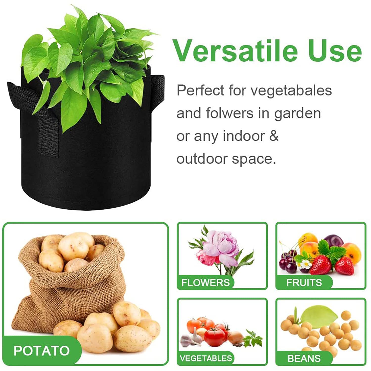 Bolsas de Cultivo de Patata, 12-100 galones Sky Garden Garden Vegetal Bolsas de Cultivo Potes Recipiente Cultivar Bolsas Grandes con Asas para Papa, Tomate, Zanahoria 4pcs (75 Gallon)