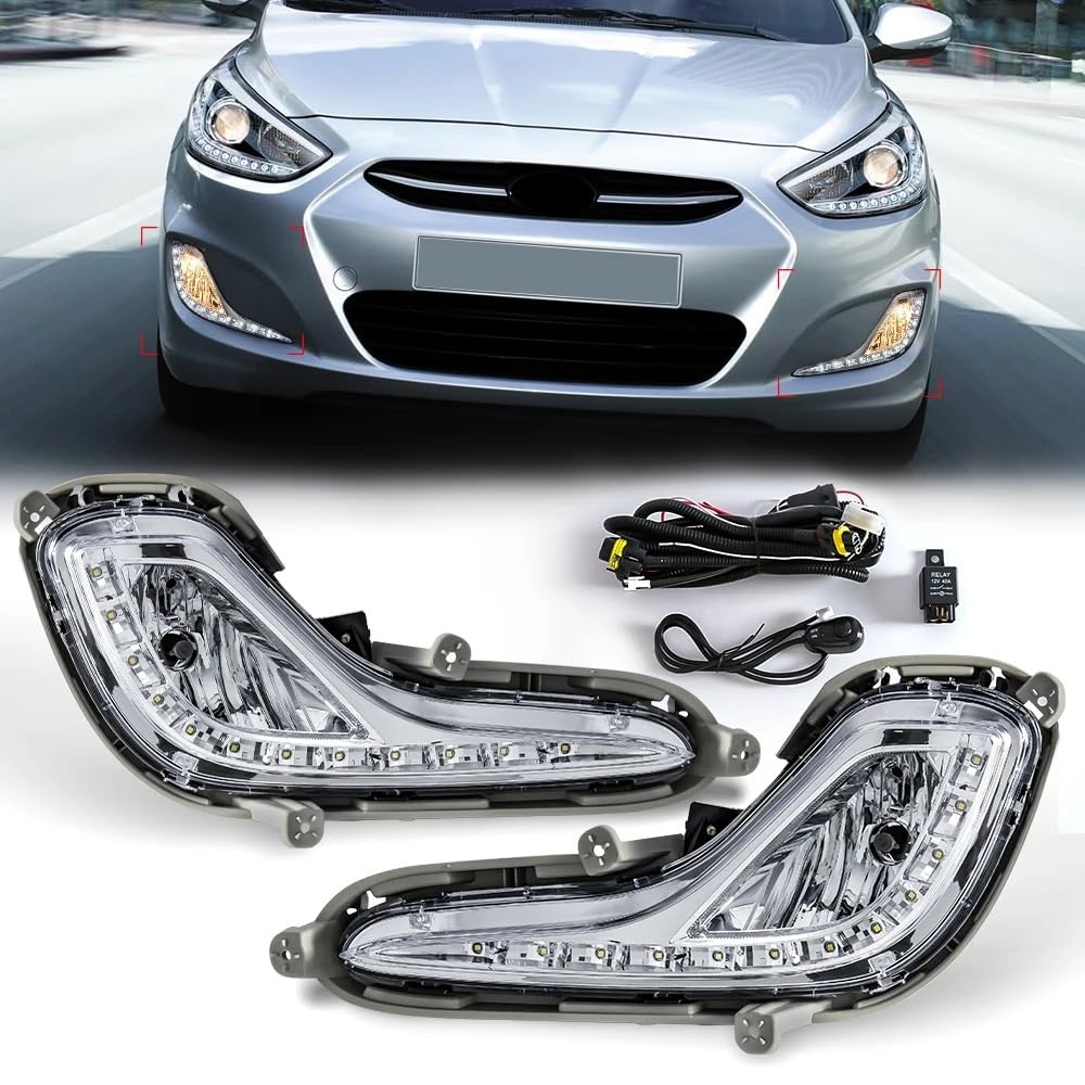Antiniebla Luces Diurnas LED DRL Para Hyundai Para Accent 2012-2017 Faros Antiniebla Delanteros Impermeables