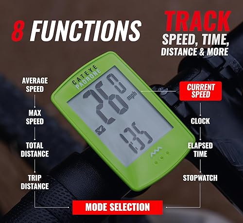 Miniatura 4 de CATEYE Ordenador inalámbrico para bicicletas Padrone ciclocomputadora de gran tamaño, velocímetro inalámbrico y odómetro, montaje FlexTight,