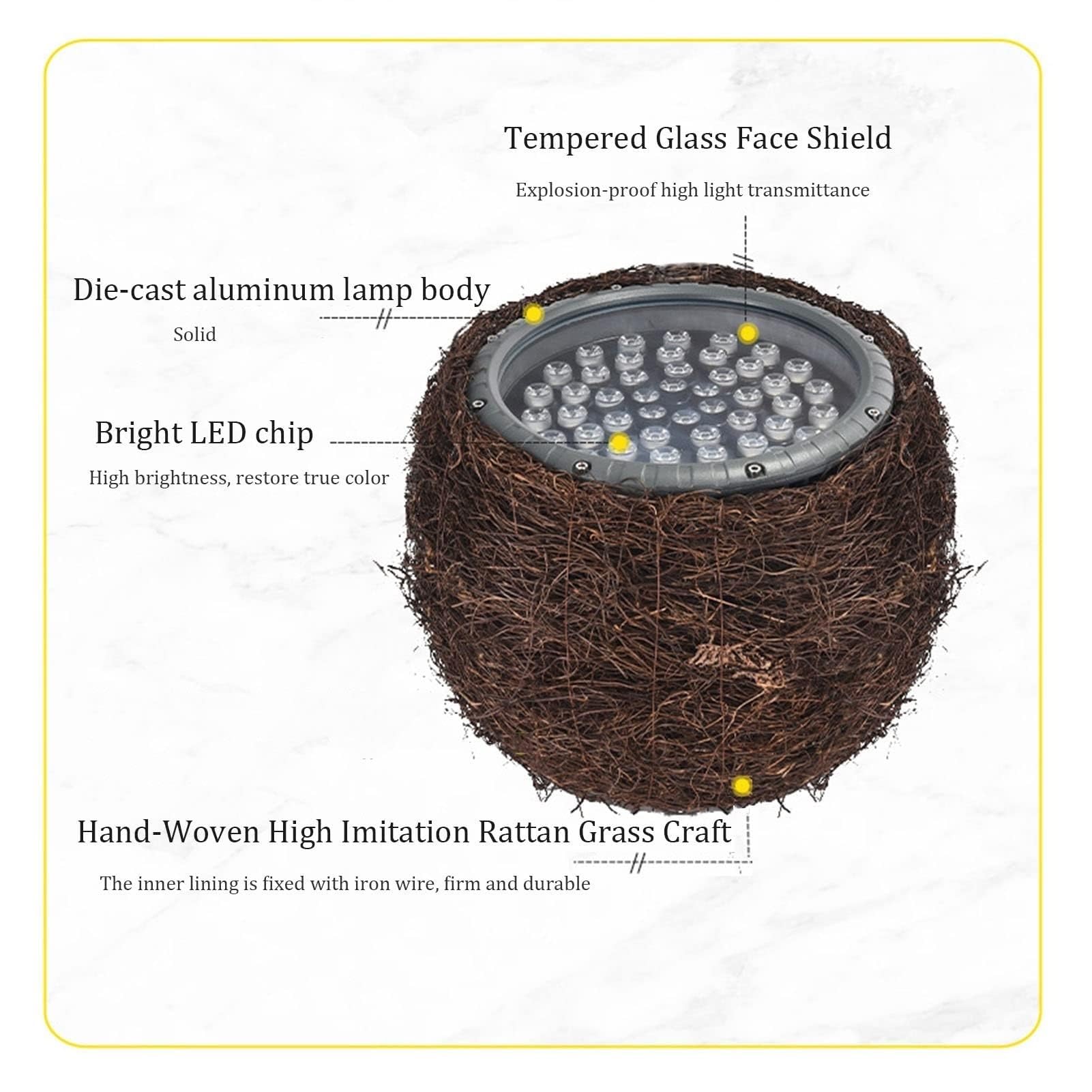 Focos Led Empotrables Exterior - Foco Led Jardín, Luz LED IP65 Impermeable Para Exteriores Nido De Pájaro, Reflector Colorido RGB, Iluminación De Árbol De Parque Verde Luz De Nido De Pájaro(White Ligh