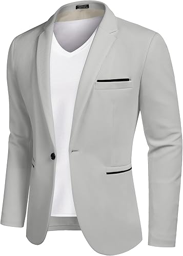 COOFANDY Chaqueta casual para hombre, chaqueta deportiva ajustada para traje de negocios, chaquetas de un botón