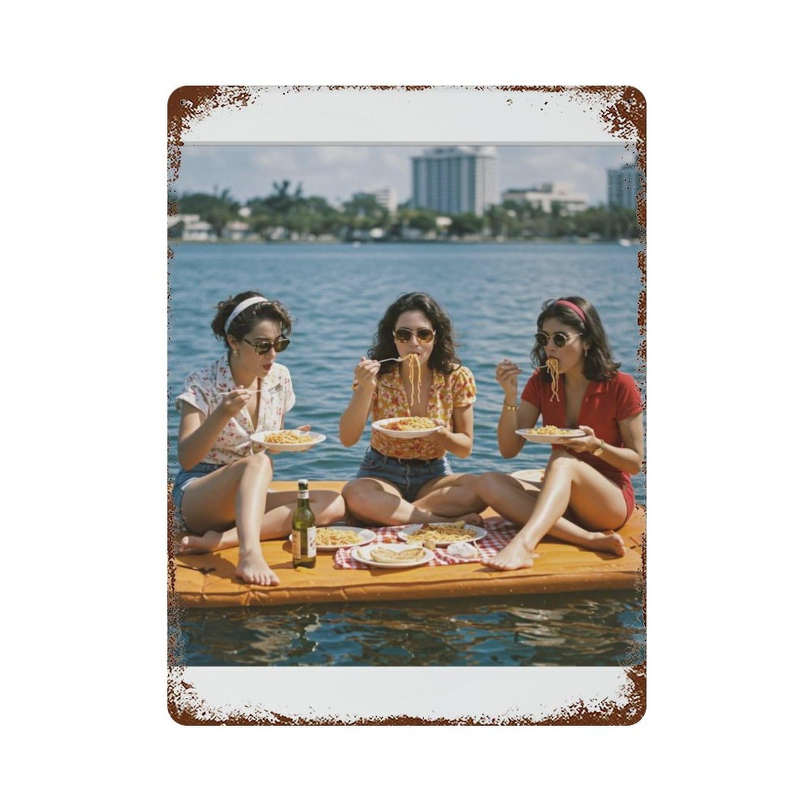 xiaoxiaoshen Picnic on Lake, Photography S Wall Decor Art Metal Tin Poster Modern Home Decor Art Home Bar Shop Decorations Vintage Sign 40x30cm