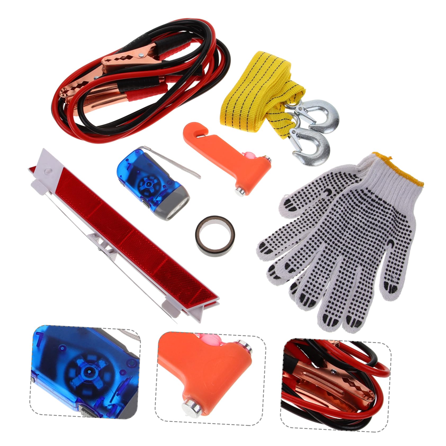 Kit Attrezzi Auto Emergenza, Kit Multiuso in Abs, Gomma, Metallo e Tessuto, Pratico per Controlli Veicolo