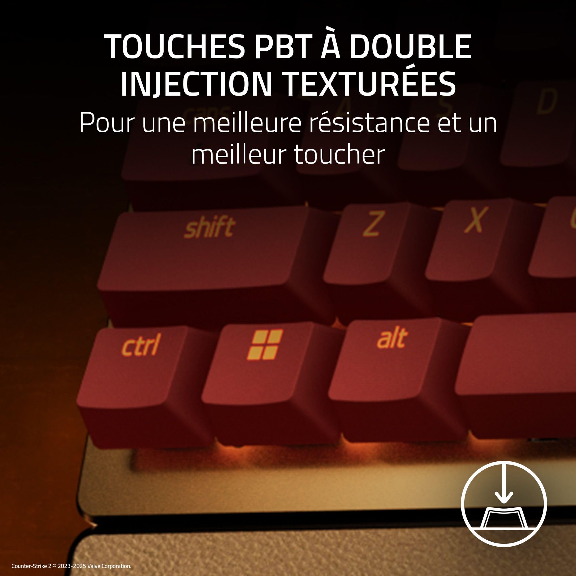 Razer Huntsman V3 Pro Tenkeyless Counter-Strike 2 Dragon Lore - Clavier PC e-Sport TKL Optique analogique sans pavé numérique - Snap Tap - Rapid Trigger - Clavier QWERTY US | Dragon Lore