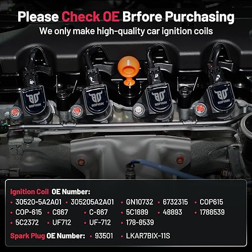 Vista 196 de BDFHYK Paquete de bobinas de encendido y bujías de iridio compatibles con Acura RSX Honda Accord Civic CR-V Element repuesto para UF583 UF311