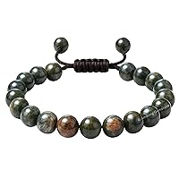 Vista 540 de Amazing Gemstone Yaxaite Bracelet for Women Men's Gifts - Protection Healing Crystal Bracelet - 8mm Gemstone Beaded Adjustable Bracelet Pulseras