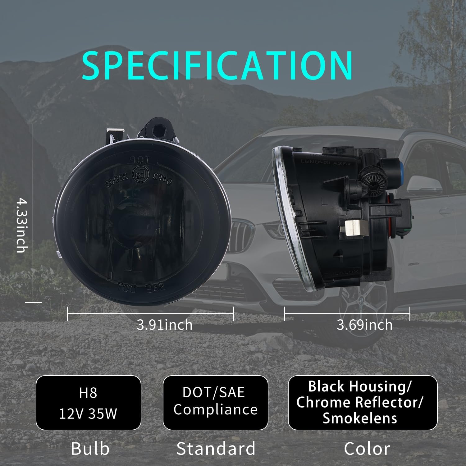 Fog lights Fit for BMW X1 F48 F49 X2 F39 X3 F25 w/o Adaptive Headlamps X4 F26 X5 F15 X6 F16 2011-2021 2pcs 2pcs Smoke glass