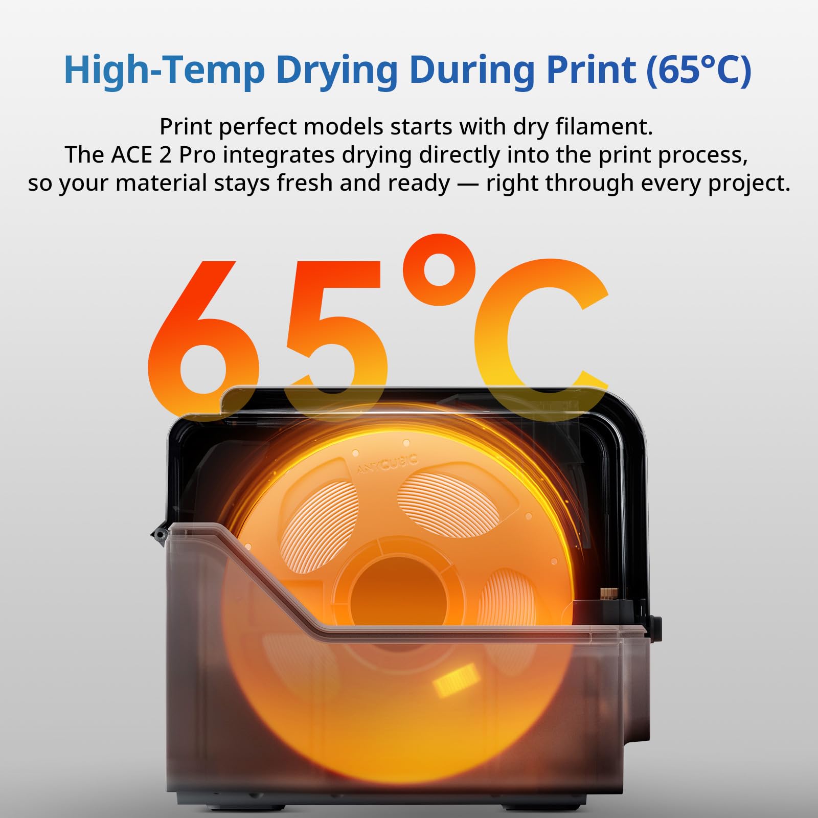 Anycubic ACE 2 Pro – wielokolorowy druk 3D, suszenie w wysokiej temperaturze 65 °C, szybsza wymiana filamentu, kompatybilność z modelami Kobra X, Kobra S1 i Kobra S1 Max, nie można połączyć z ACE Pro