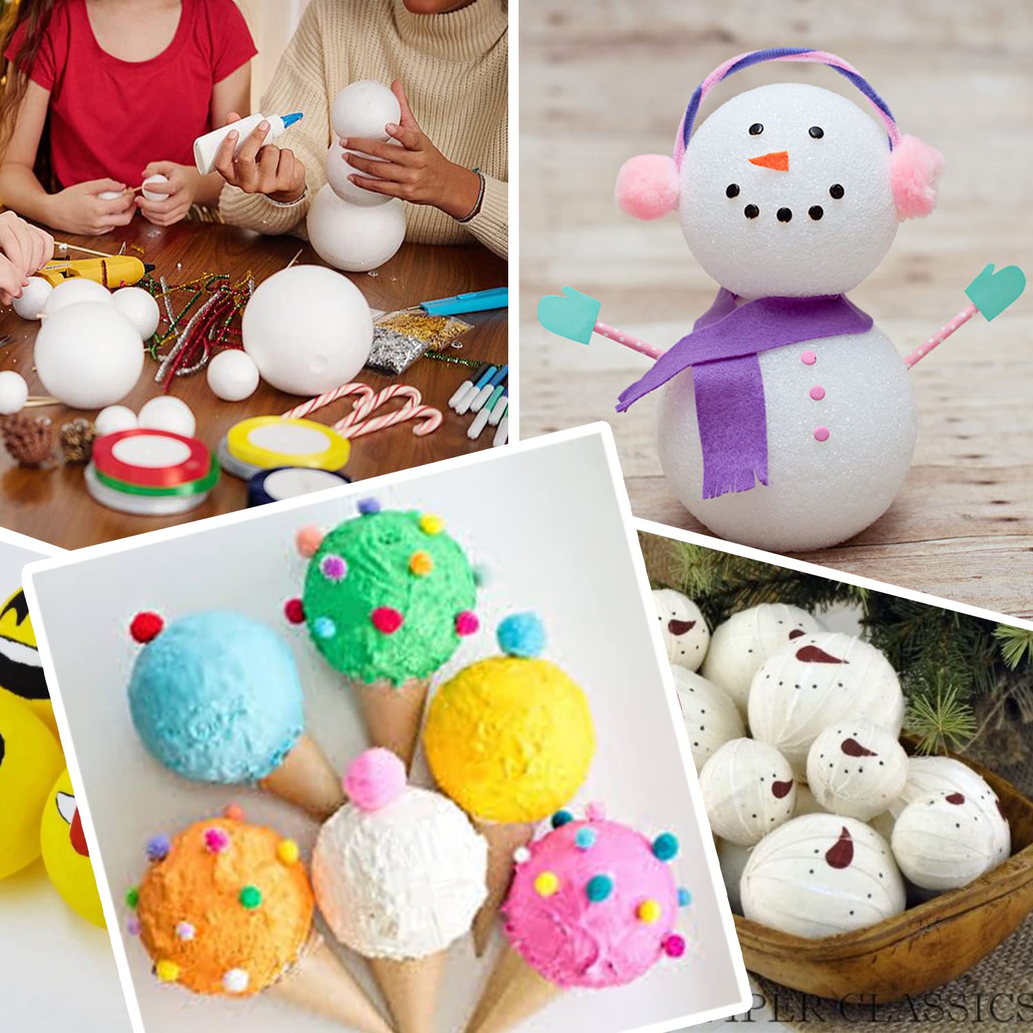 Angoily Lot De 500 Petites Boules Rondes En Mousse De 1,5 Cm, Blanches Lisses Pour Loisirs Créatifs, Projet Scolaire, Mariage, Fête De Vacances (1,5 Cm