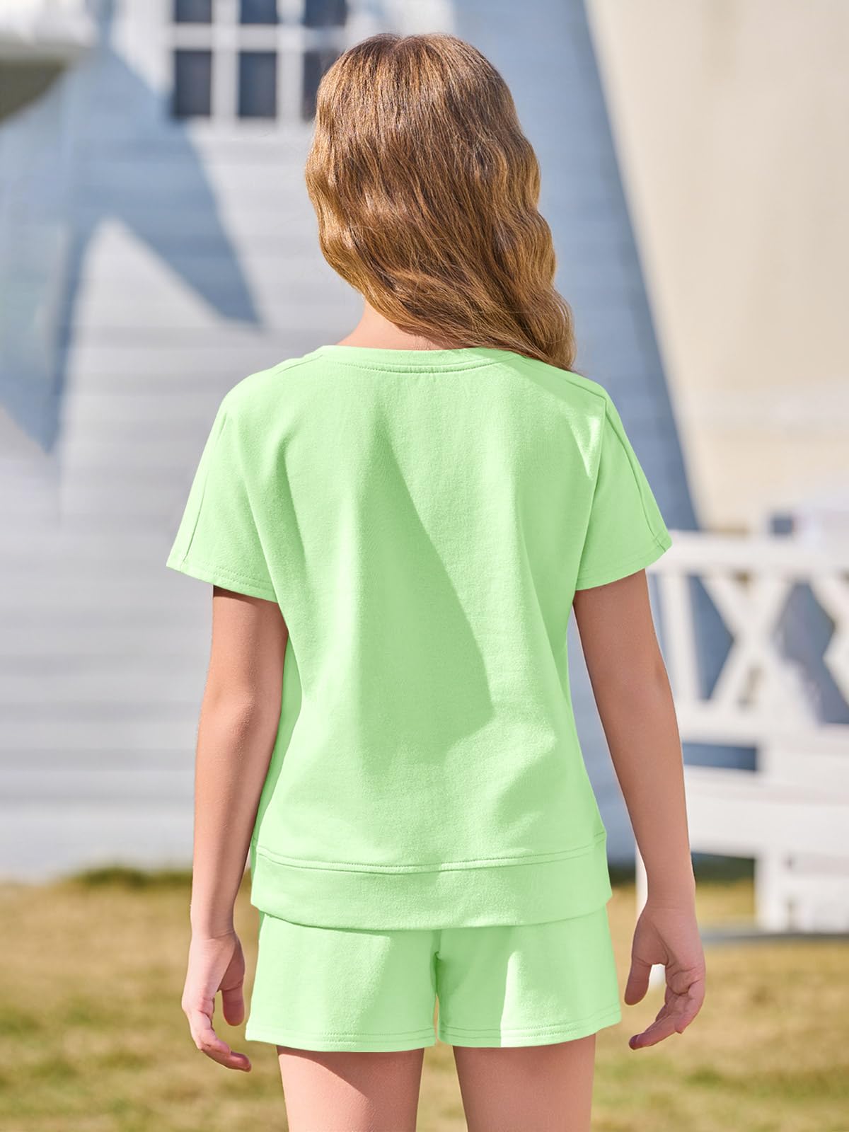 Haloumoning Tenues d'été 2 pièces pour filles avec t-shirts à manches courtes et short à taille élastique