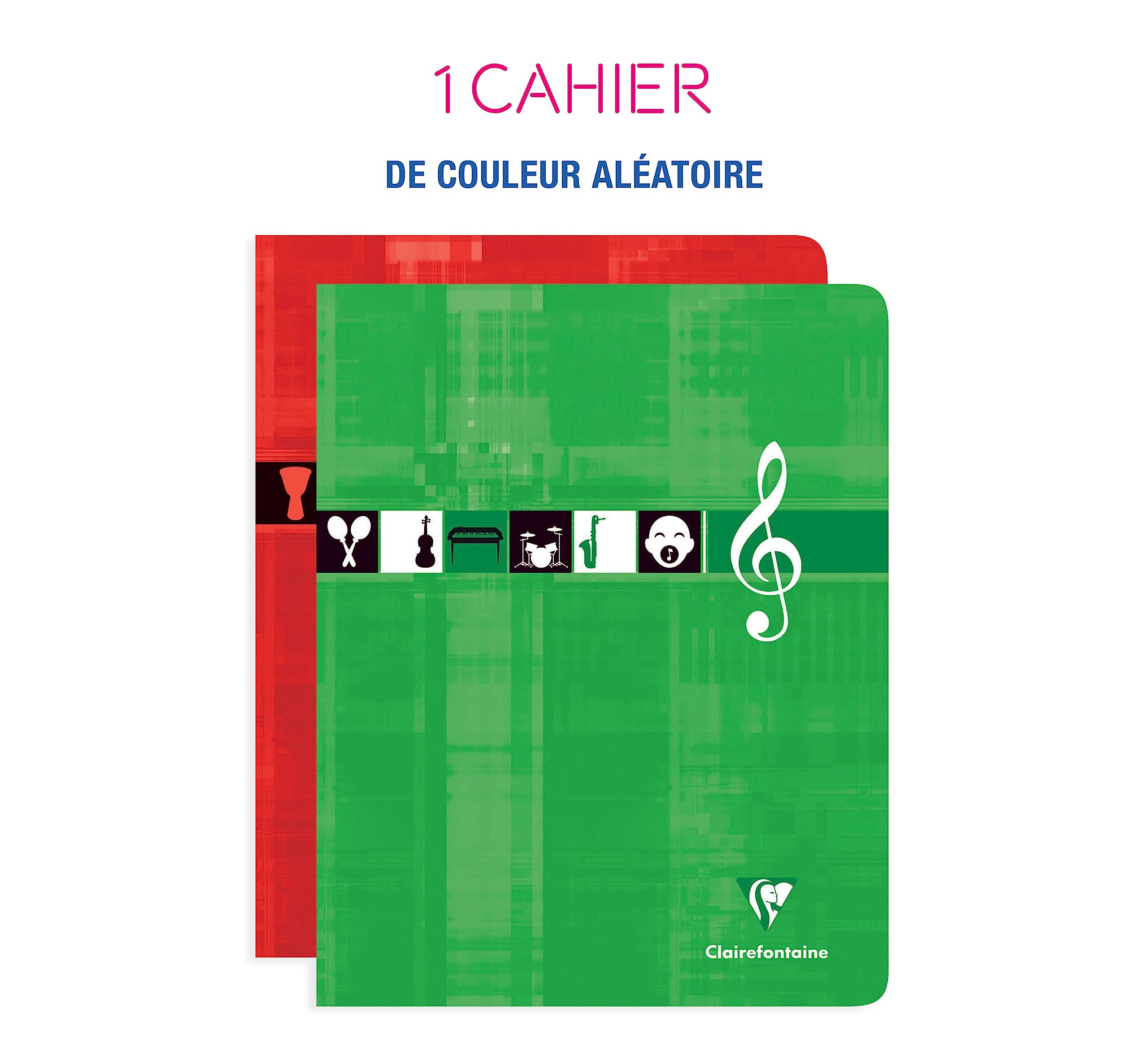 Clairefontaine 3798C - Cuaderno con grapas de música y canciones, 17 x 22 cm, 56 páginas, pequeñas baldosas y coberturas con líneas, papel blanco 90 g, tapa para Sobres con película, color aleatorio