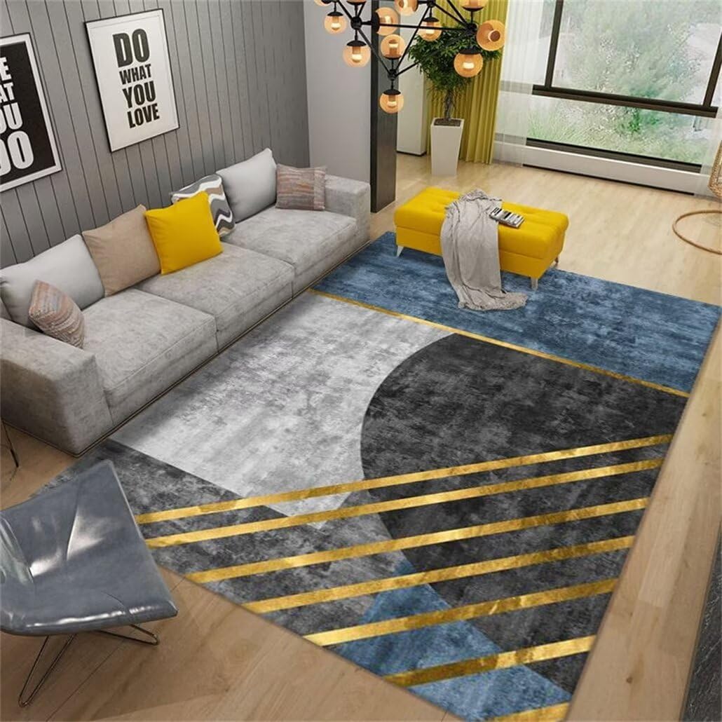 Tapis gamer sol anti-rayures bleu et jaune 80x150cm pour couloir