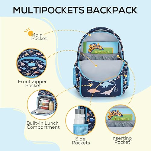 Miniatura 3 de mommore Mochila para niños con múltiples compartimentos, Dinosaurio, Mediana, Mochilas de viaje