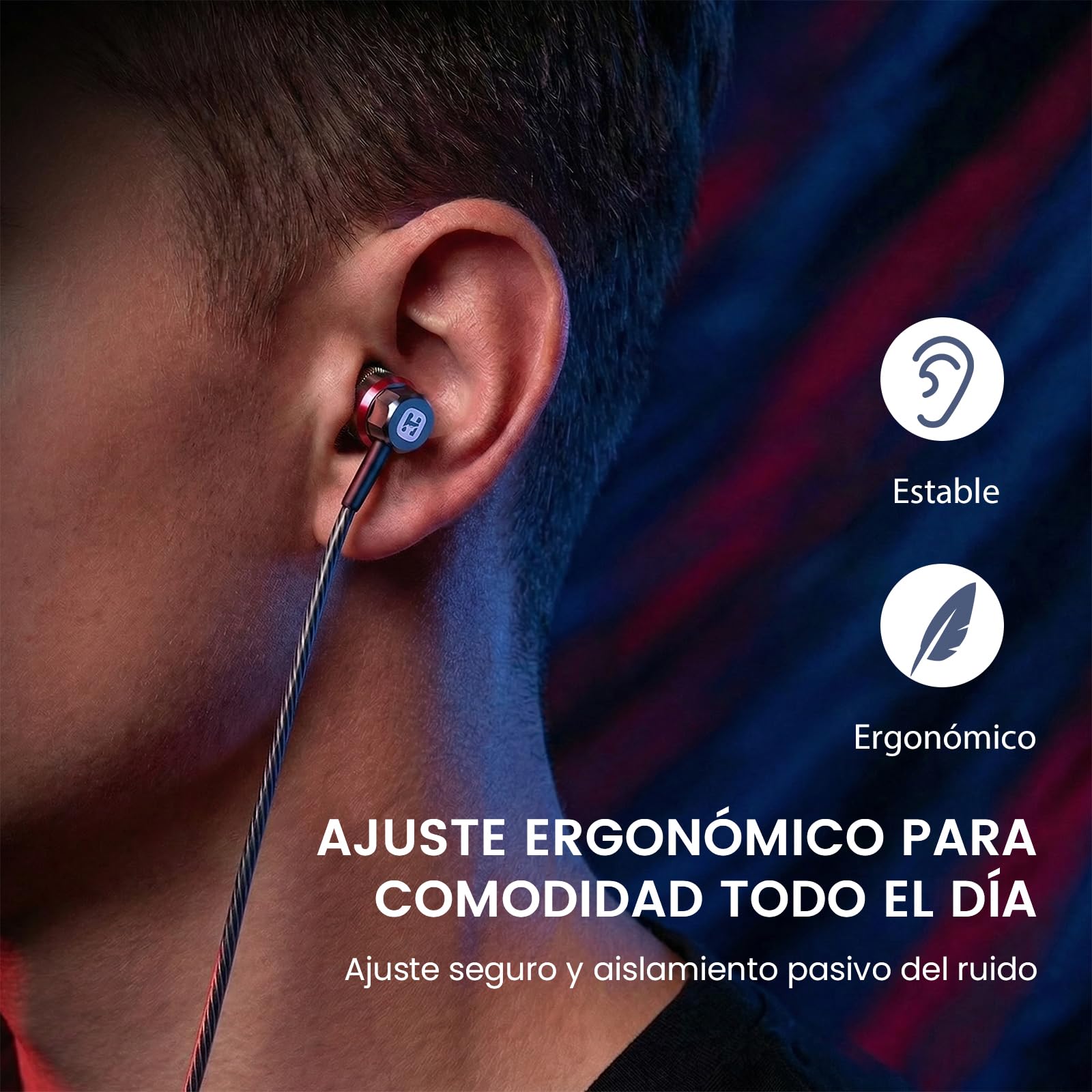 HIFI WALKER Auriculares con Cable Jack de 3,5 mm, Auriculares In-Ear con Controlador Dinámico de 9,2 mm, Carcasa de Aluminio, Auriculares con Reducción de Ruido para Reproductor MP3, Portátil, Tableta