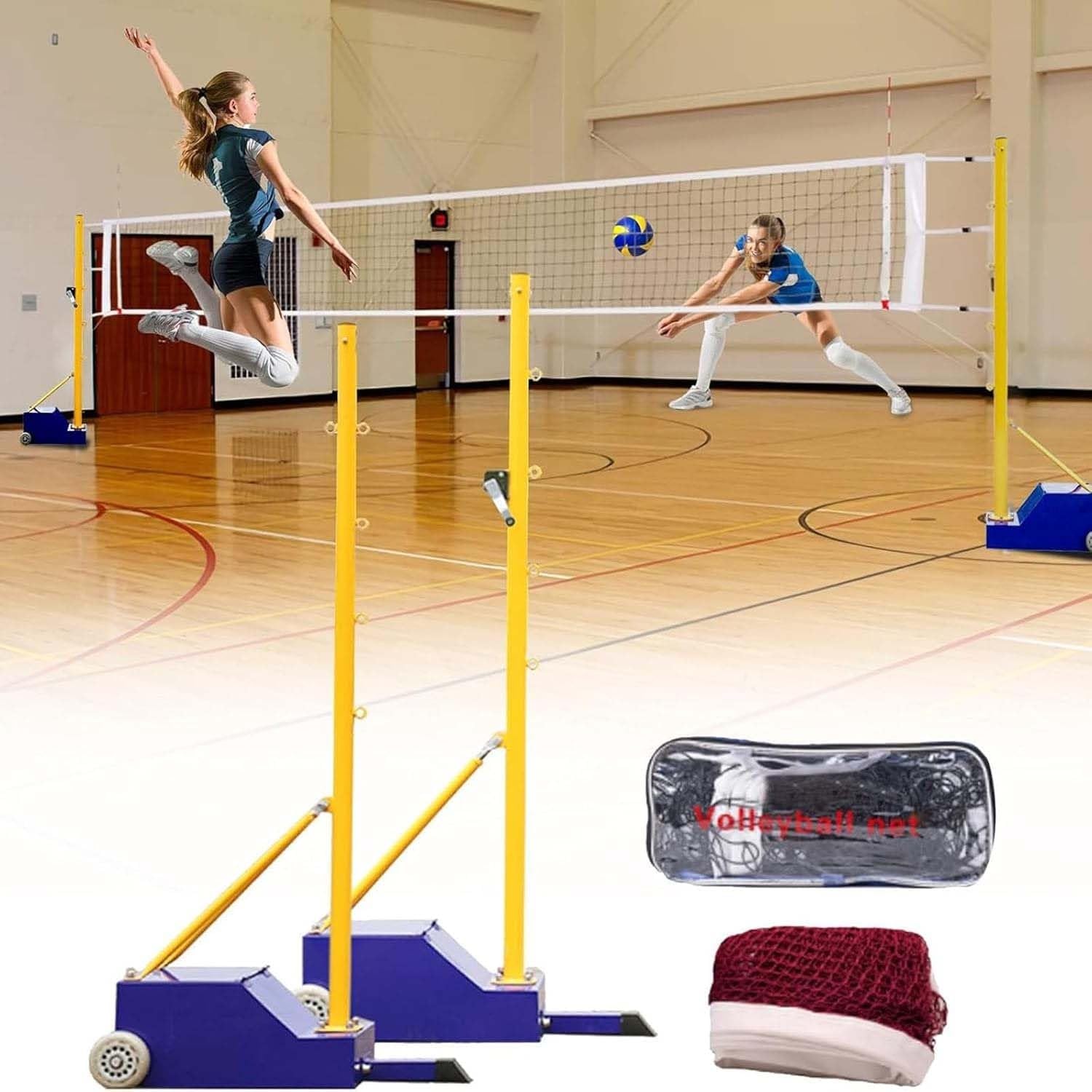 Adjustable Family Volleyball Set with Easy Height Change, Durable Poles & Net, Skill Levels, Indoor & Outdoor Fun