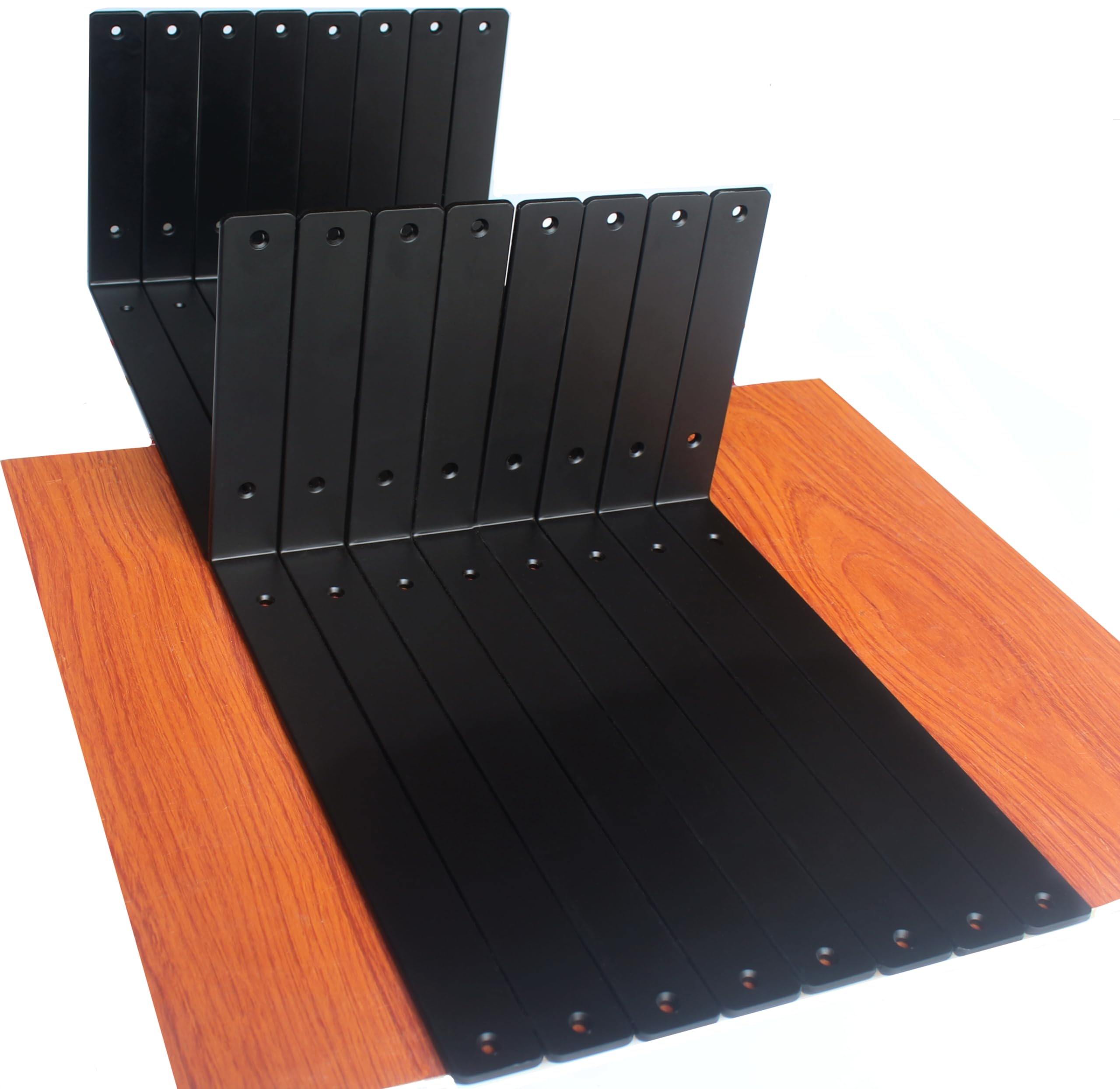 16 Pack - L 14" x H 8" x W1.5", 5mm Thick Black L Shelf Bracket, Iron Shelf Brackets, Metal Shelf Bracket, Industrial Shelf Bracket, Floating Shelf Bracket, Shelf Supports with Screws