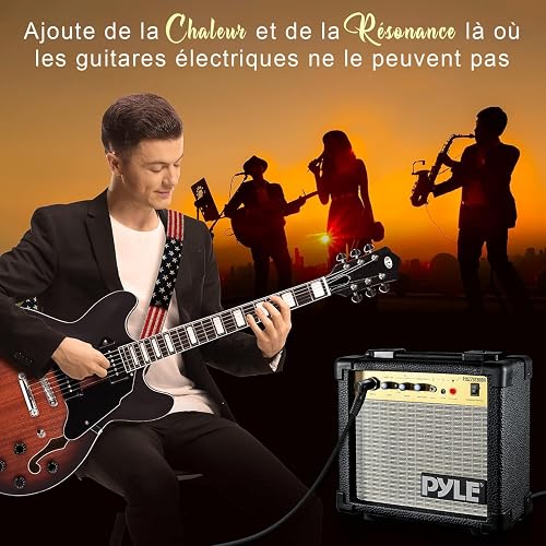 Pyle Guitare Electrique à Corps Semi-creux - Guitare- Kit Instrument Jazz Taille Complète de 106,2 cm avec Housse de Transport, Finition Mate et Sunburst - 7