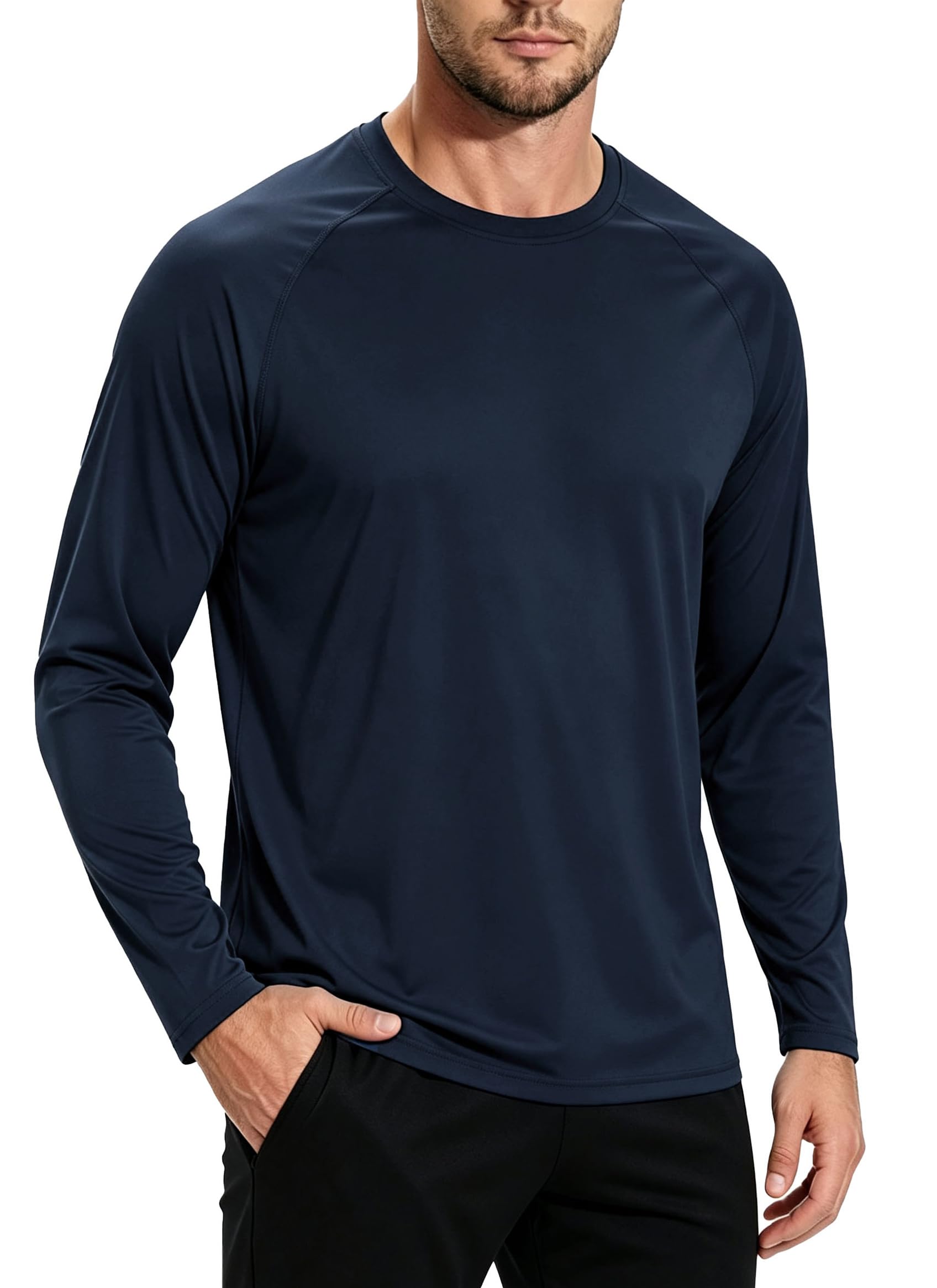 GOLDPKF Herren Langarmshirt UPF 50+ Sonnenschutz T-Shirts Atmungsaktives Schnelltrocknend Outdoor Funktionsshirt