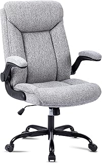 MZLEE Silla Oficina Tela, Silla de Oficina ergonómica para computadora Silla de Trabajo Giratoria con Reposabrazos Abatible, Altura Ajustable, cómoda para Juegos en la Oficina en el Hogar (Gris)