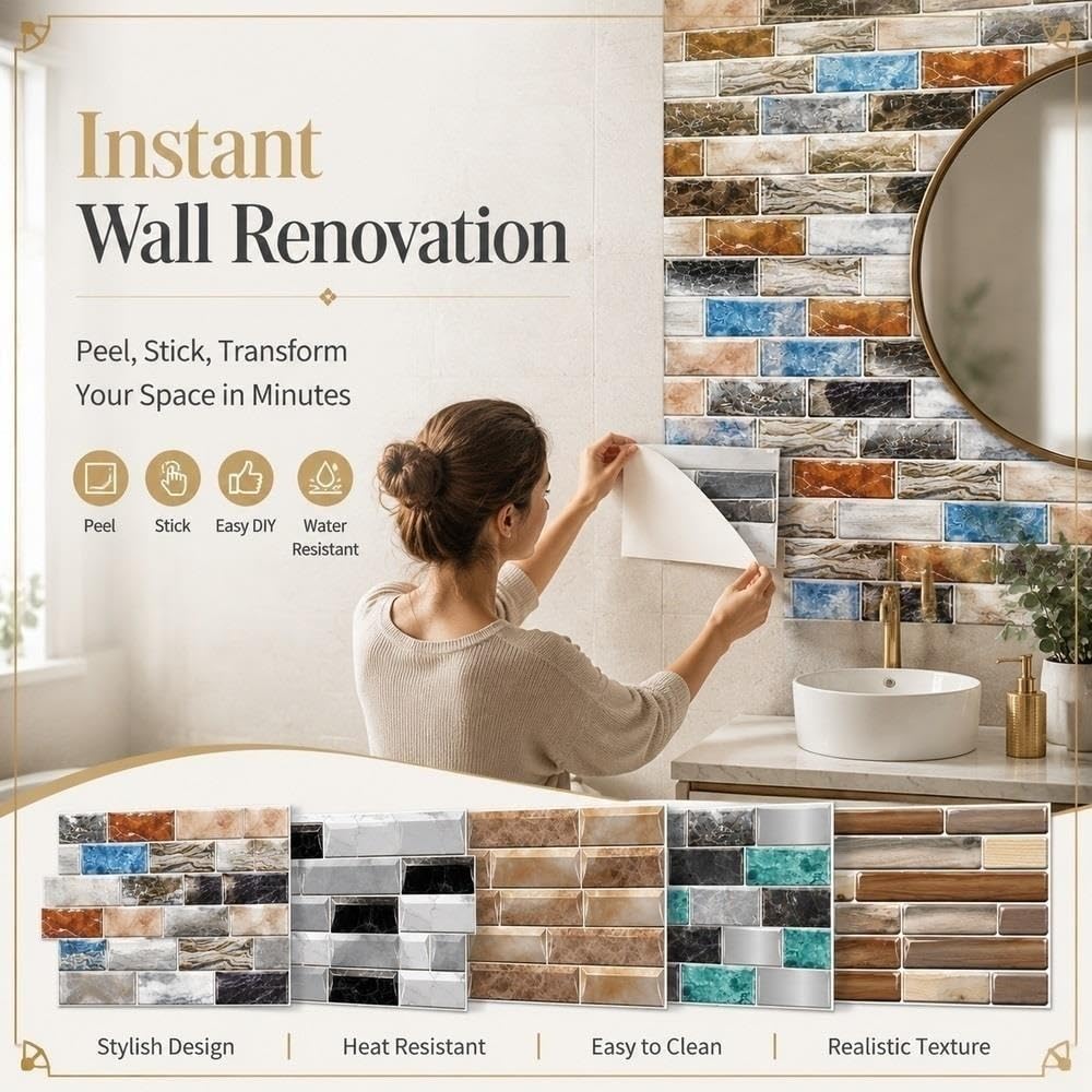 Paneles De Pared Estilo Azulejo, Decoración contra Salpicaduras