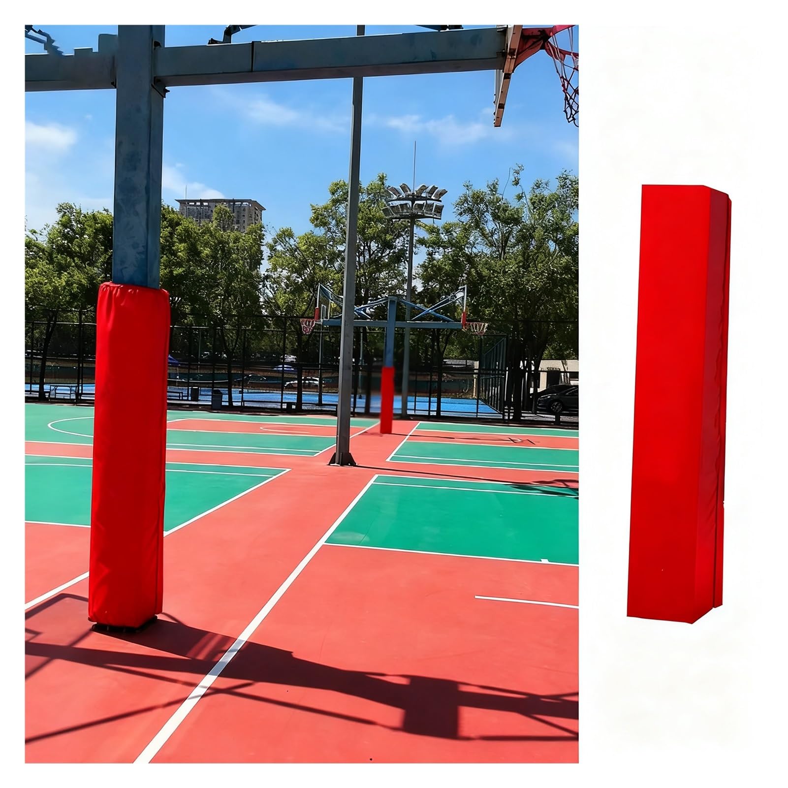 Acolchado cuadrado para envolver alrededor del poste de metal, protección de bastón de baloncesto al aire libre, aro de seguridad para todo tipo de clima, cubierta anticolisión para parque infantil