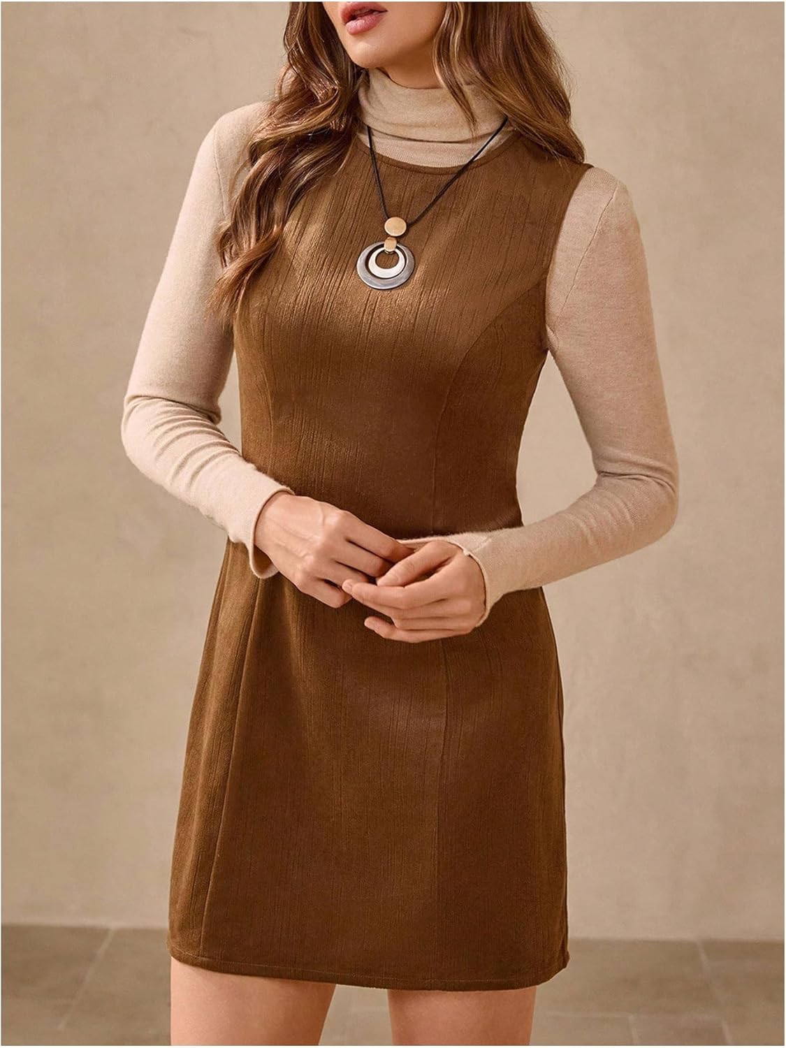 MakeMeChic Women's Denim Mini Dress Crew Neck Sleeveless Summer Cowboy Vintage Short Dresses - Image 4