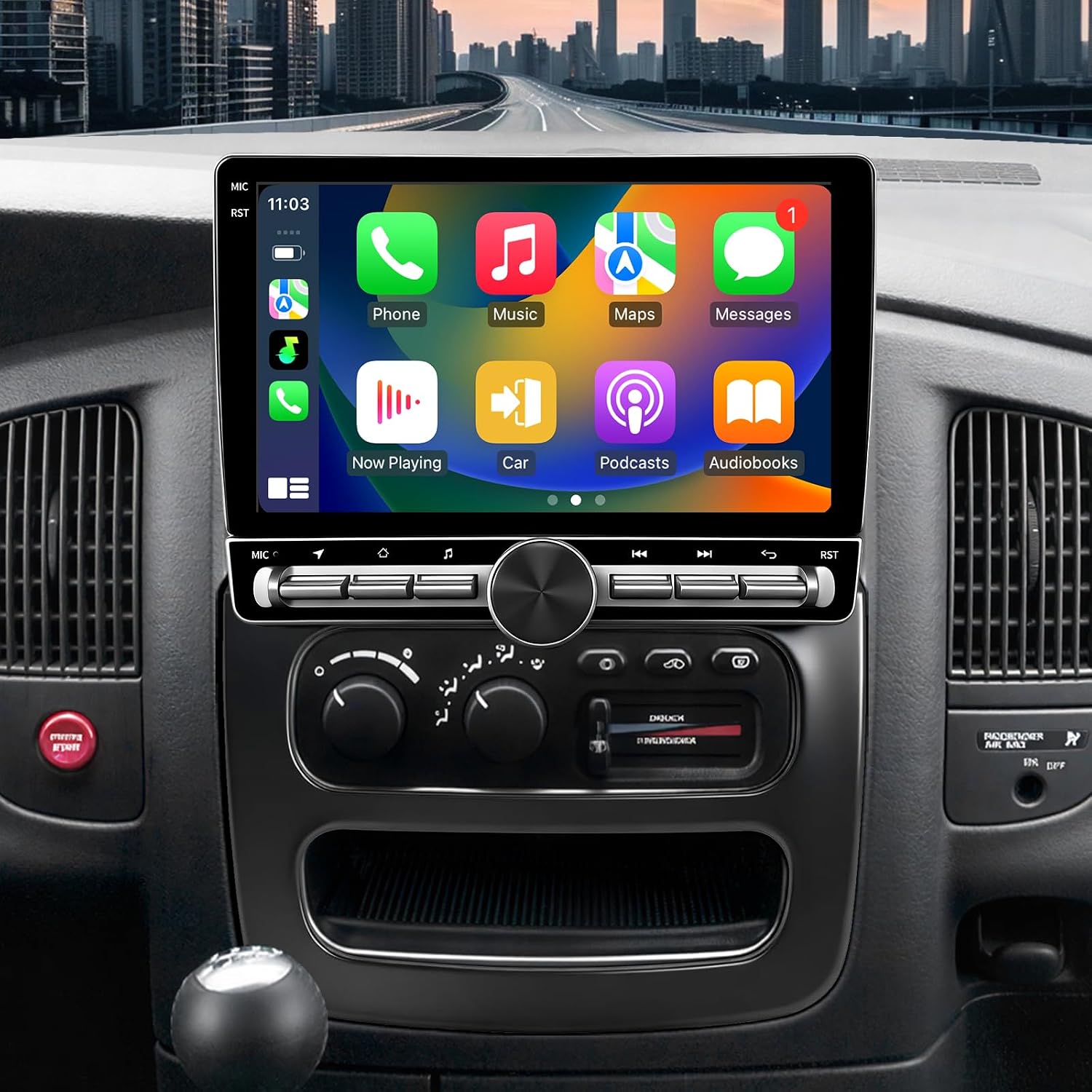 Car Radio for Dodge Ram 1500 2500 3500 2002 2003 2004 2005 Stereo Radio Upgraded Carplay Android Auto 10.1 Inches QLED Screen GPS Navigation FM/AM BT5.0 AHD Backup Camera