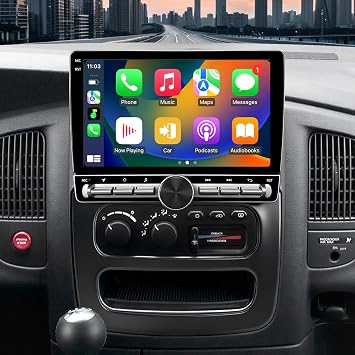 Car Radio for Dodge Ram 1500 2500 3500 2002 2003 2004 2005 Stereo Radio Upgraded Carplay Android Auto 10.1 Inches QLED Screen GPS Navigation FM/AM BT5.0 AHD Backup Camera