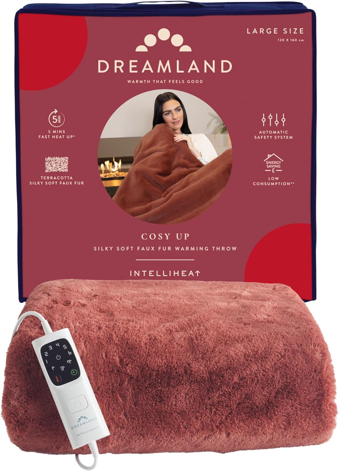 Dreamland Cosy Up Silky Soft Faux Fur Warming Throw/Electric Blanket