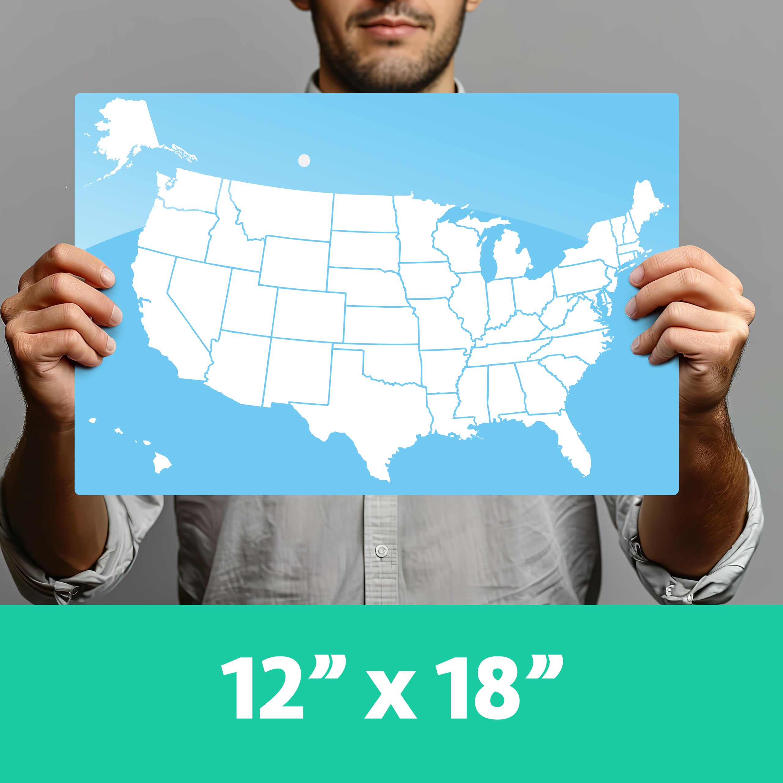 FLIPSIDE US-Karte Zaubertafel – 18 X 12 Zoll, Zweiseitig (blau/weiß), Trocken Abwischbar, 12 Stück