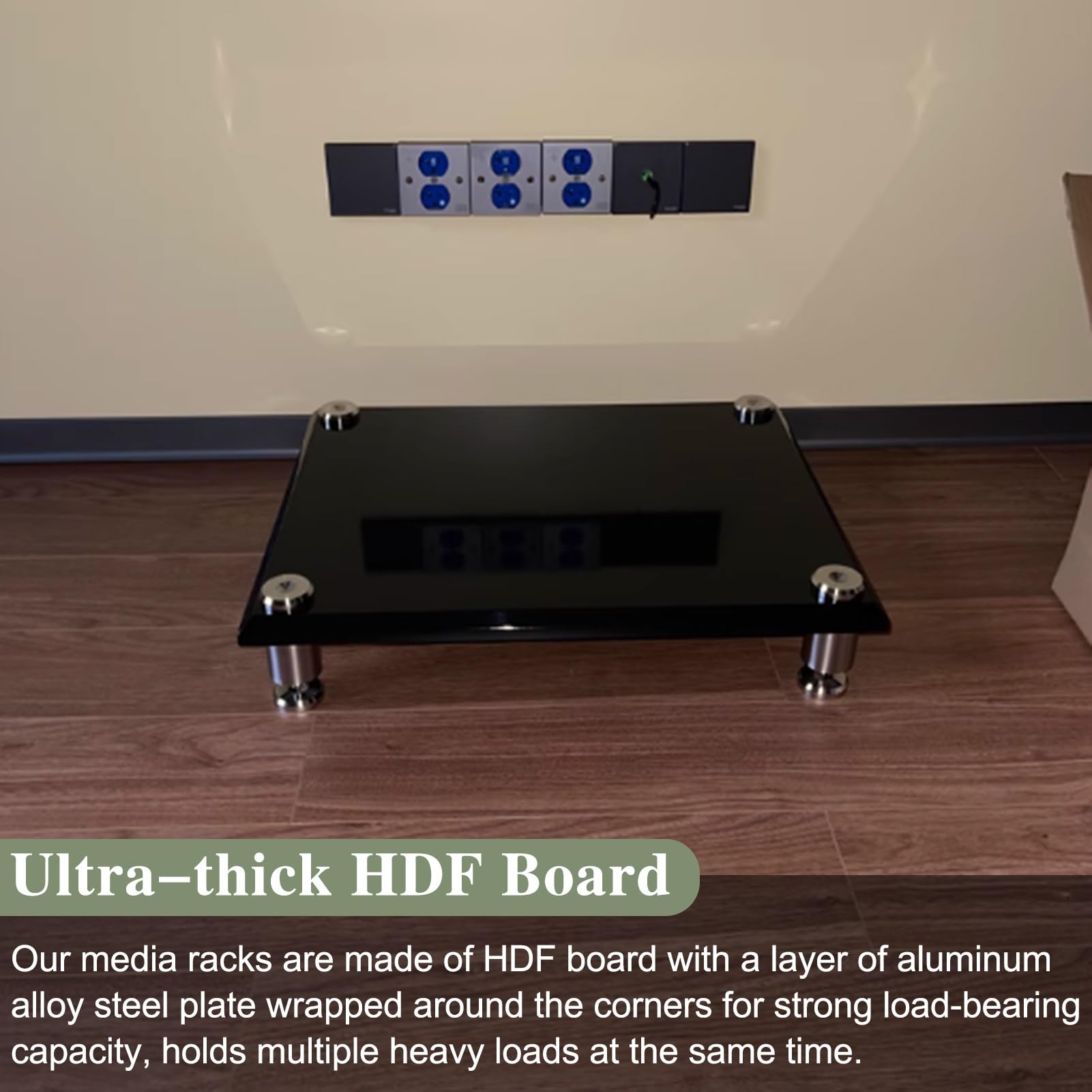 UrbanUp HiFi Shelf 1/2 / 3/4 Ripiani per Console da Gioco, Console Multimediale Multifunzione Nera per Attrezzatura AV, Organizzatore Moderno per Ripiani a Torre per Esposizione di Collezioni(2 Tier)