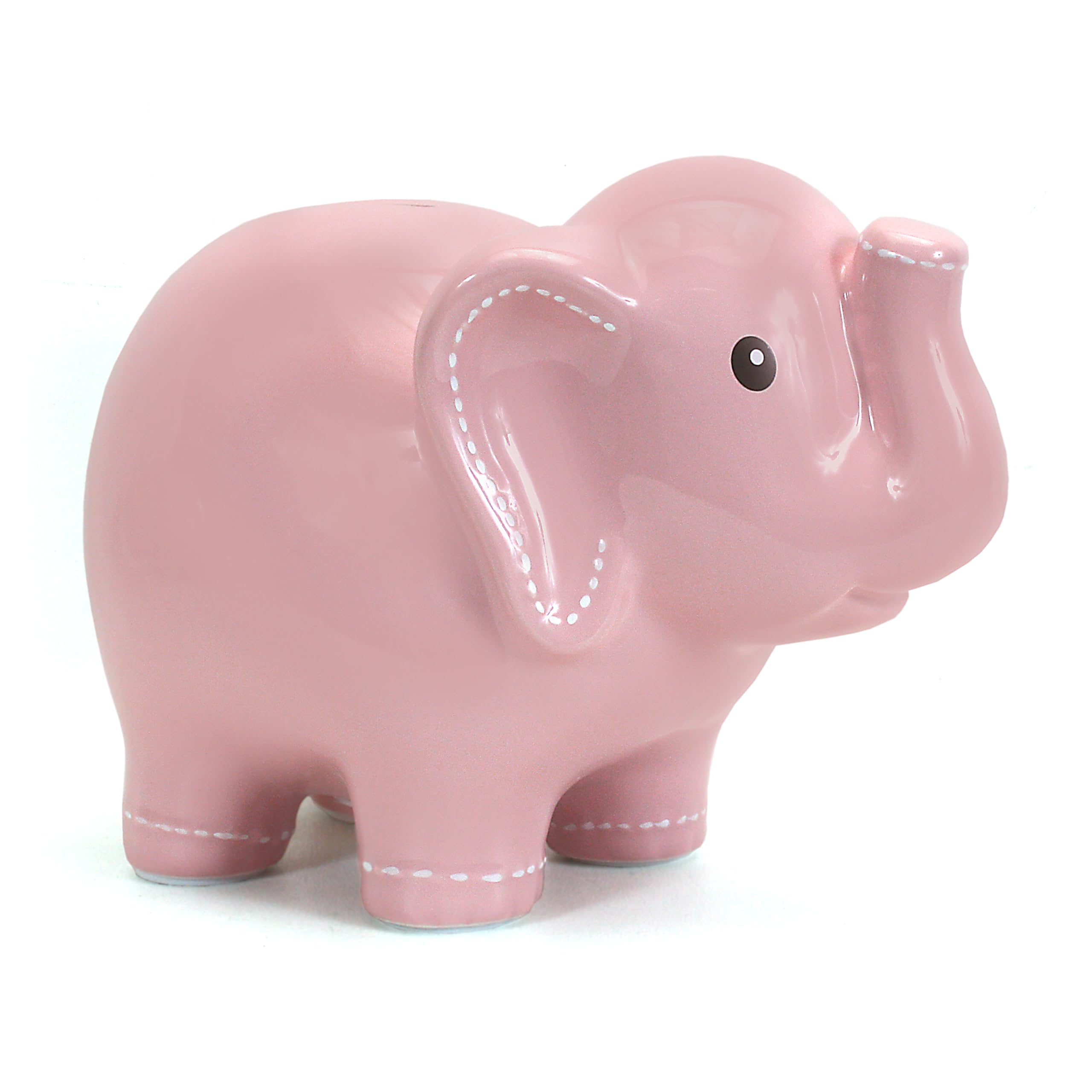 Child to Cherish Ceramic Stitched Elephant Piggy Bank, Pink